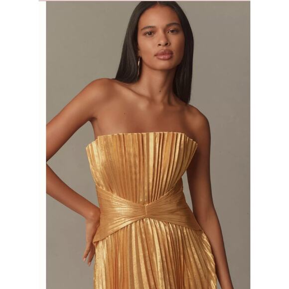 NEW Acler Hatchford Maxi Dress Gold Size 6 US - Picture 4 of 11